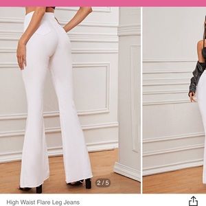 white high waisted flare jeans